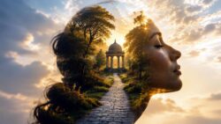 Innerer Tempel visualisiert im Kopf einer Frau