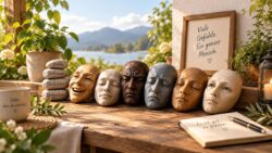 Männer und Gefühle Gefühlsmasken am Bergsee